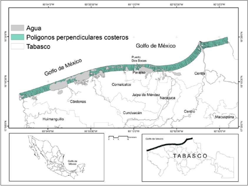 Área de estudio de la zona costera de Tabasco