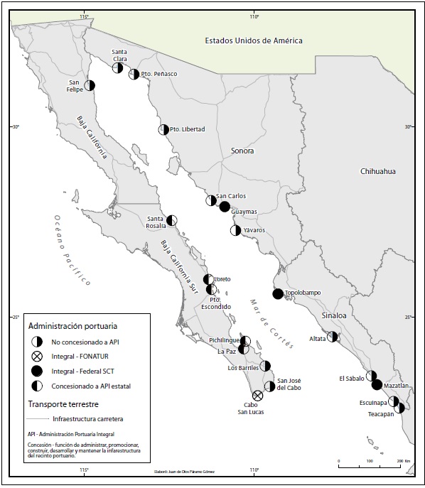 Golfo de California: terminales portuarias,
2015