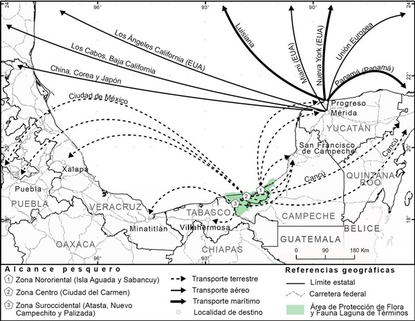 Alcance pesquero del Área de Protección de Flora y Fauna Laguna de Términos.