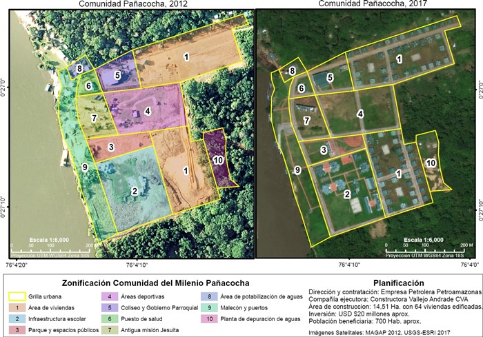 Mapa de la zonificación urbana de la Comunidad del Milenio Pañacocha.