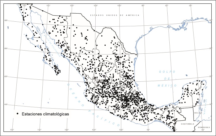 Localizaci�n de estaciones climatol�gicas.