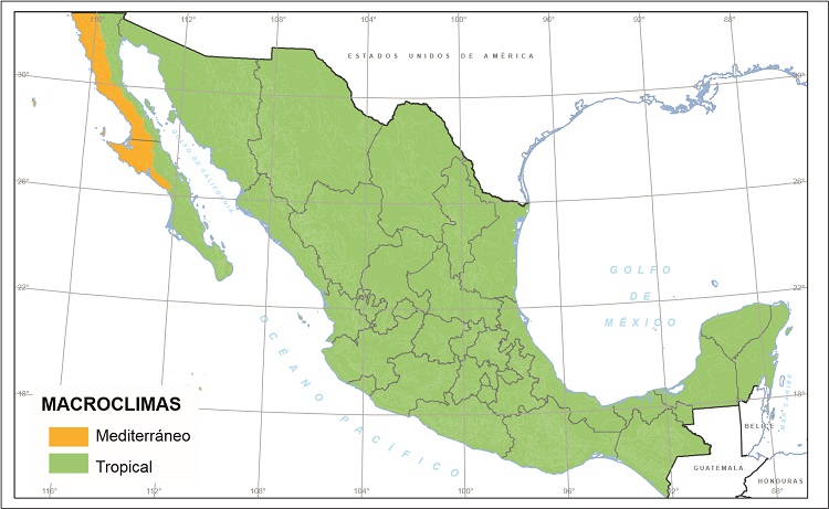 Mapa de macroclimas.