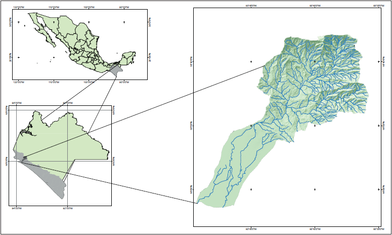Ubicaci�n de la cuenca del r�o Zanatenco, Chiapas (elaboraci�n propia).