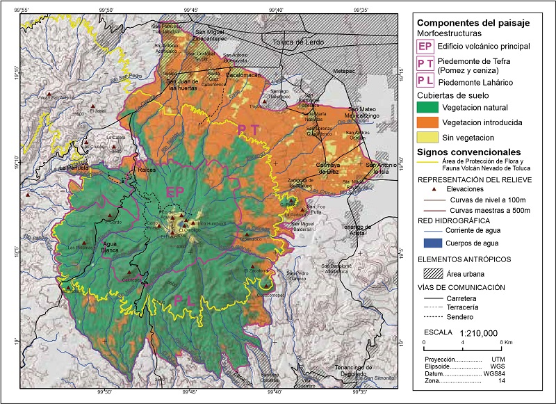Mapa de ubicaci�n con los principales componentes del paisaje: unidades de relieve y cubiertas de suelo