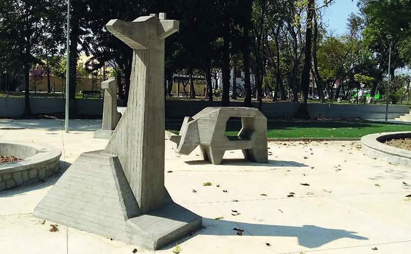 Como resultado del proceso de defensa y rehabilitación las esculturas
							juego recuperaron su condición física original, incluida la naturalidad
							cromática del cemento, se respetó el principio de autenticidad.