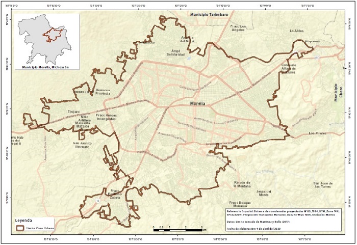 Zona urbana del municipio Morelia.