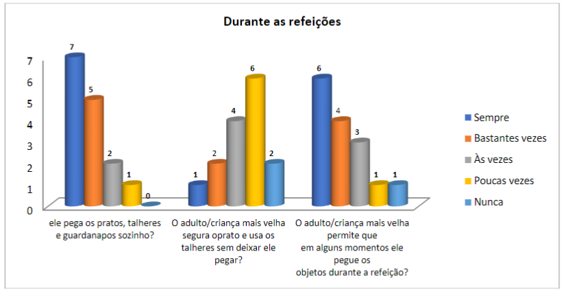 Acompanhamento do adulto e uso de objetos durante as refeies