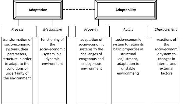 Morphological analysis of the concepts of "adaptation" and "adaptability".