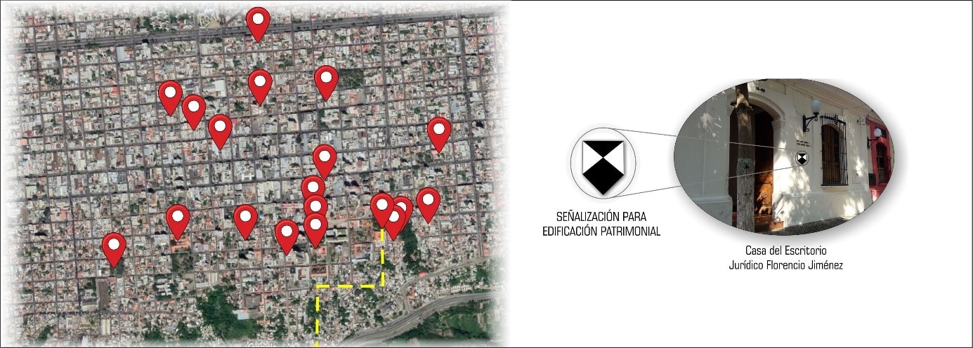 Ubicaci&oacute;n de patrimonio, dise&ntilde;o de identificador para edificaciones patrimoniales