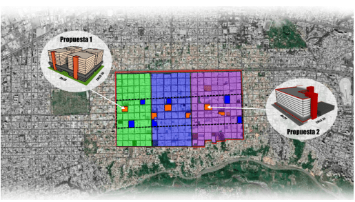 Ubicaci&oacute;n espacial de las propuestas habitacionales Macrosector Centro. 