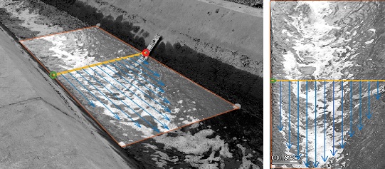 Ejemplo de ortorectificaci&oacute;n en la zona de inter&eacute;s con el software RIVeR. 