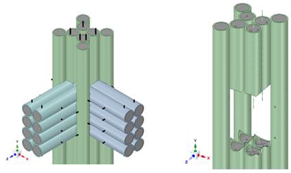 Columns and beams configuration in the joint. 