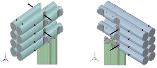 Beams intersection inside core.