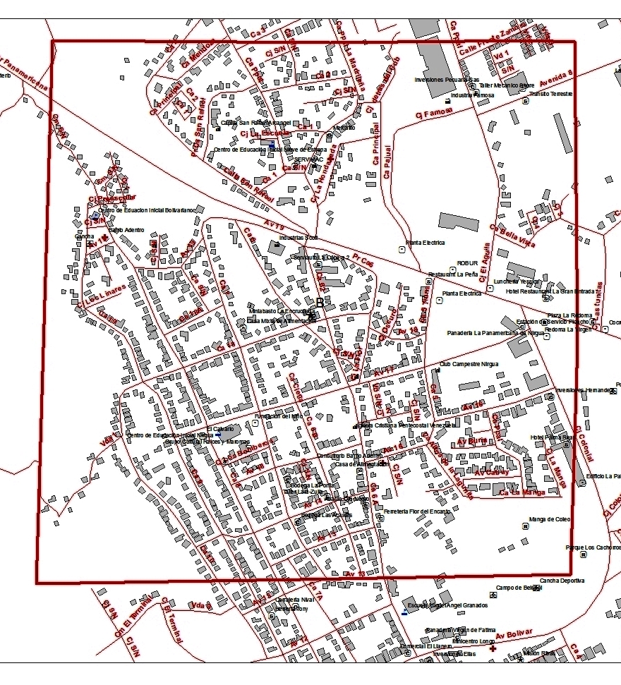 Croquis referencial zona B Sector La Flor del Encanto &ndash; Escuela B�sica Miguel �ngel Granado.