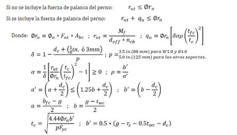 Resistencia requerida a tracci�n de los pernos del soporte a la columna, rut (Kgf/Perno)