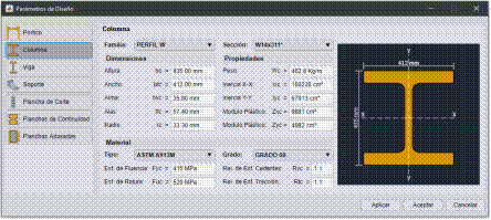 Definici�n de datos de columna. Ejemplo KBB Serie &ndash; B.