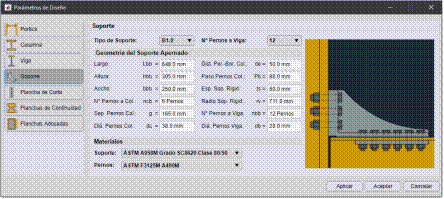 Selecci�n de tipo de soporte y materiales. Ejemplo KBB Serie &ndash; B.