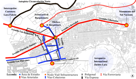 Accesos y vías principales en el área de estudio.