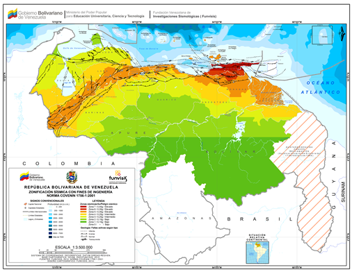 Mapa de Zonificacin Ssmica con fines de ingeniera. Norma COVENIN 1756-1:2001. 
