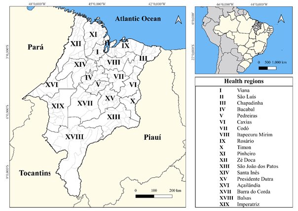 Map of Maranho and its health regions
