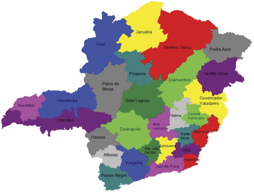 Regionais da Secretaria de Estado de Minas Gerais, Brasil, 2021.