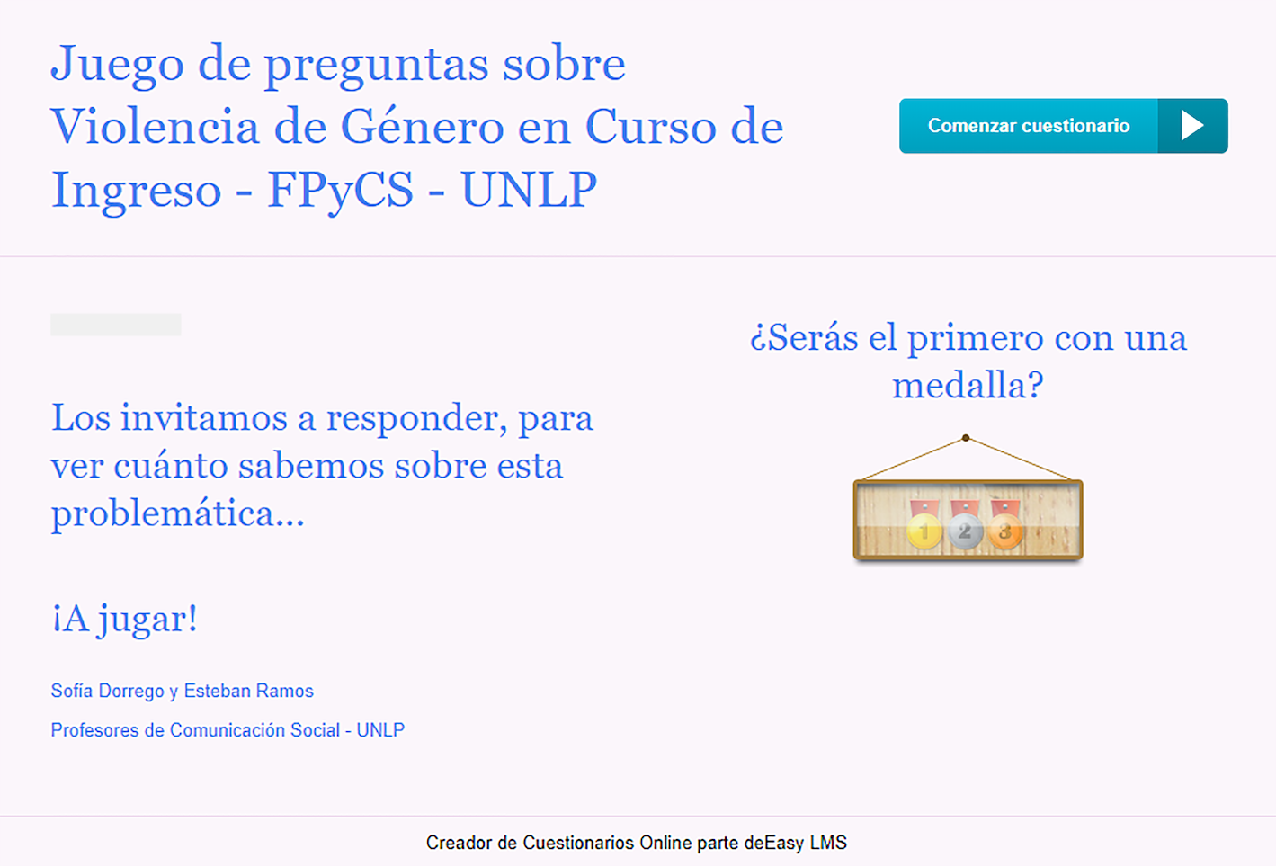 Juego realizado en Quiz Creator sobre violencia de género