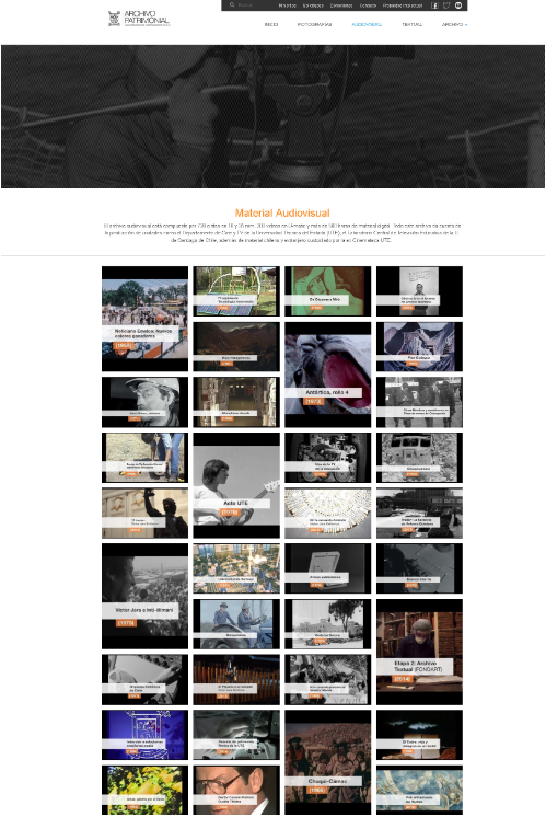 Pgina de inicio del Archivo Patrimonial USACH-UTE
