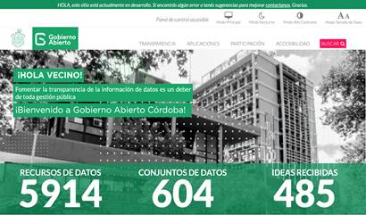 Portada del sitio municipal de gobierno abierto