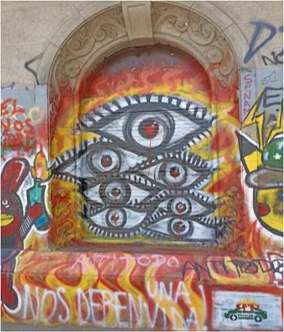 Mural en la vereda sur de la Alameda