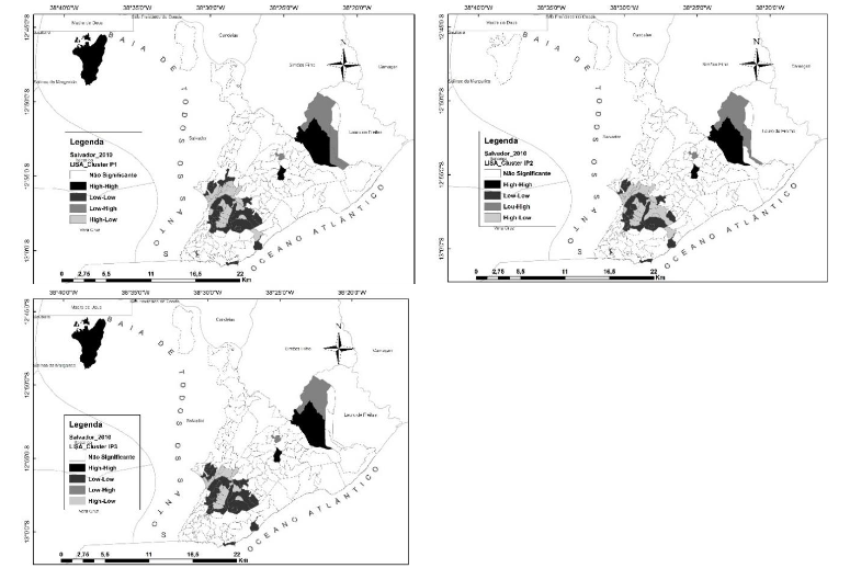 Mapas de concentração da pobreza para os bairros de Salvador (2010)
