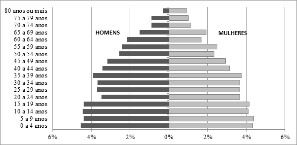 – Pirâmide da população do município de Encruzilhada do Sul 2000