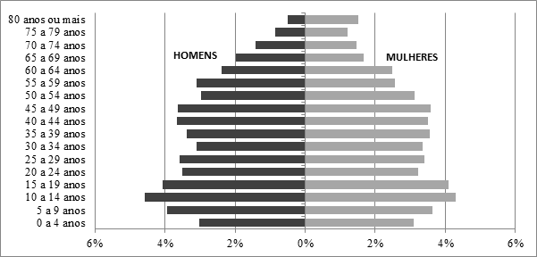 – Pirâmide da população do município de Encruzilhada do Sul 2010