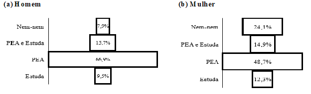 – Brasil  Distribuição de jovens por situação Ocupacional por sexo 2012