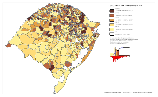 Gastos com sa&uacute;de e saneamento per capita 2010