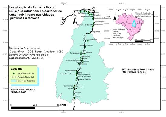 &ndash; Mapa Ferrovia NorteSul no Tocantins