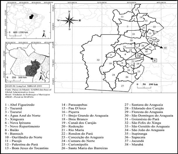 &ndash; Representa&ccedil;&atilde;o da Regi&atilde;o do Par&aacute; pertencente ao Centro Norte do Brasil