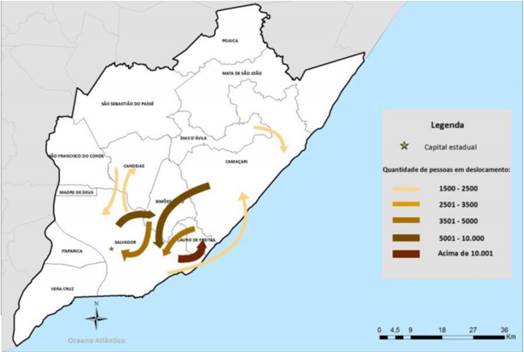 &ndash; Principais fluxos pendulares acima de 1500 pessoas RMS 2010