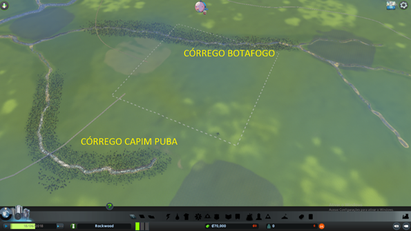– Simulação da topografia e da hidrografia da cidade  software Cities Skyline utilizado para a simulação 3D