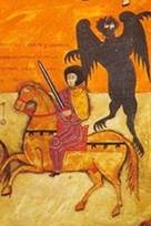 Detalle. Miniaturista español. Los cuatro jinetes, 1049.[26]