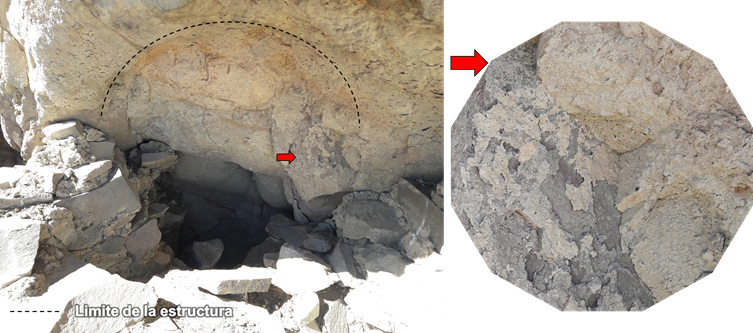 Restos del mortero utilizado en la construcci&oacute;n de la estructura 4