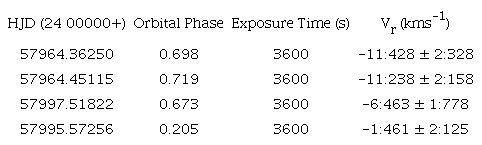 Measured radial velocities*