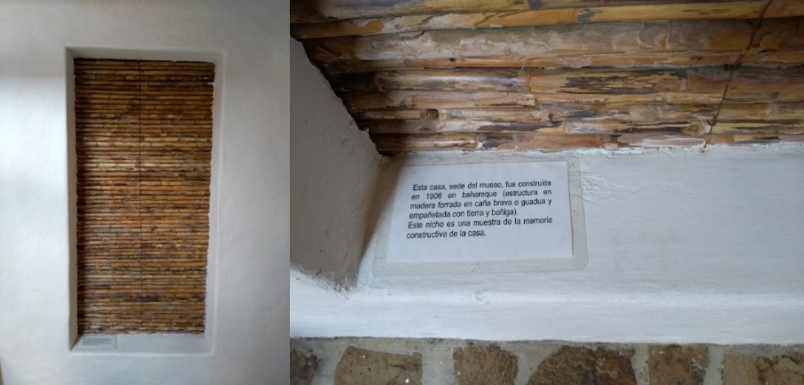 Museo MAJA, Jeric&oacute; (Antioquia), muestra de material de construcci&oacute;n de las primeras viviendas del municipio. Bareque: estructura de madera forrada en ca&ntilde;a brava o guadua y empa&ntilde;etada con tierra y bo&ntilde;iga.
