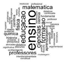 Nuvem de palavras com as 50 express�es mais utilizadas nas palavras-chave dos 3014 artigos de educa��o em ci�ncias e matem�tica analisados de 1994 a 2018