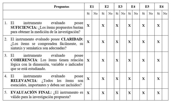 Respuestas a los criterios: suficiencia, claridad, coherencia y relevancia