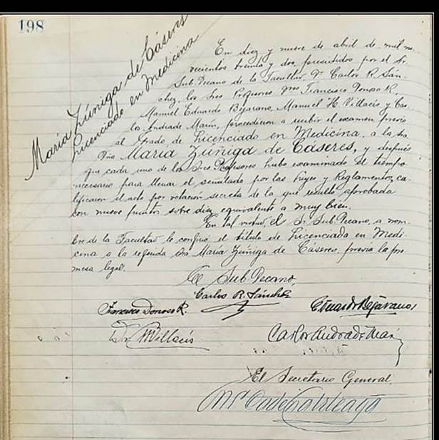 Acta de grado de Licenciada en Medicina de la Dra. Mar�a Elina Z��iga 