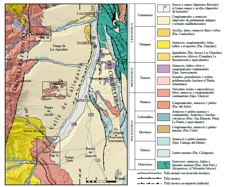 Mapa geologico regional del valle de Calingasta.