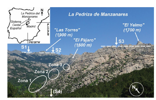 Localización de La Pedriza en la Península Ibérica.