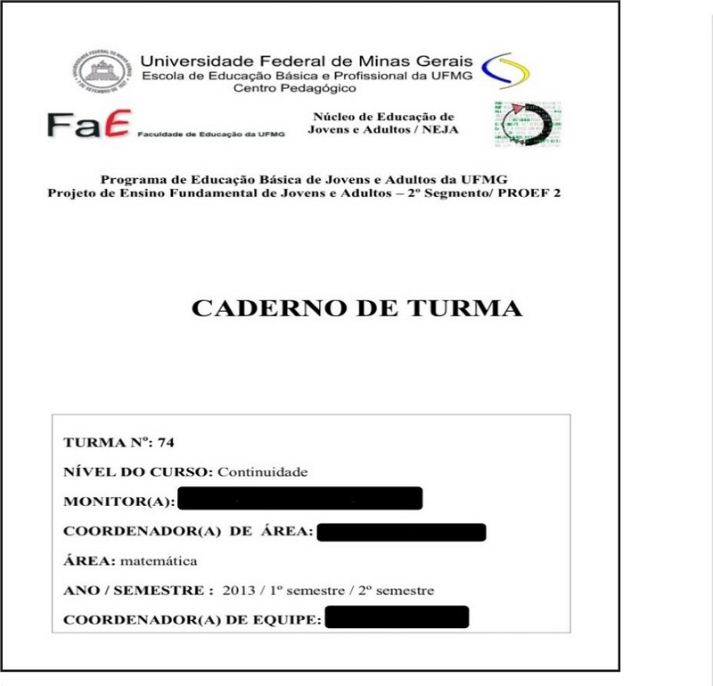 Capa caderno de turma.