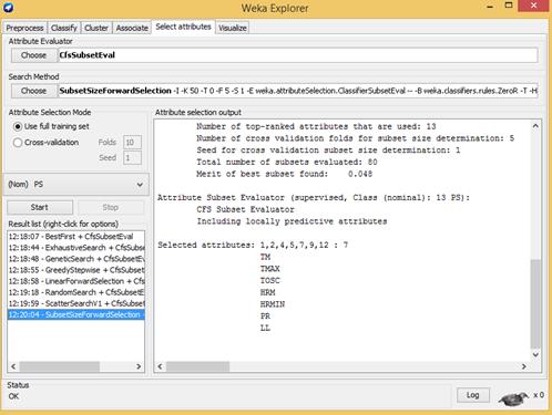 Selecci&oacute;n de atributos utilizando Weka