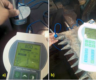 Medición de dureza Brinell en blindaje, a) Calibración del equipo, b) Registro de dureza Brinell